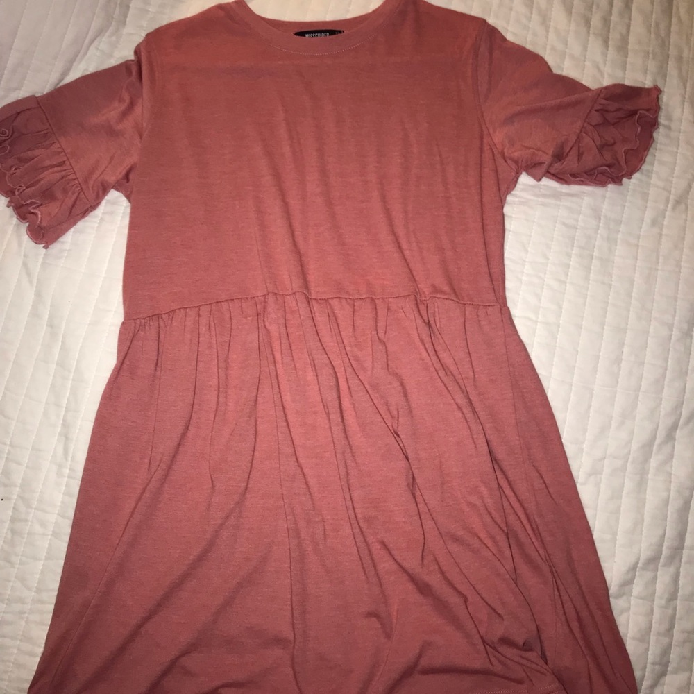 Pink Ruffle Sleeve TeeShirt Dress